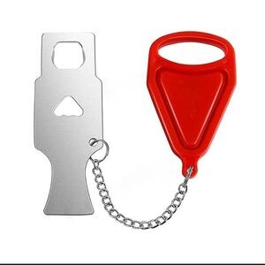 Red and Silver Key and Card Holder with Chain